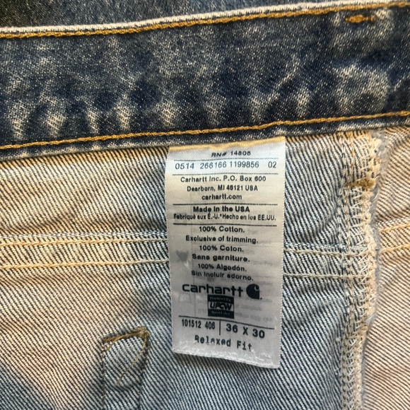 Carhartt Men's Straight Leg Relaxed Fit Blue Jeans Size 36x30 - Picture 3 of 6